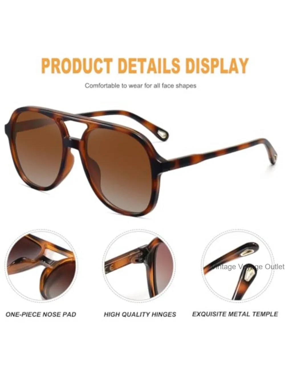 3 Pack Polarized Aviator Sunglasses Women UV400 Protection Retro Vintage